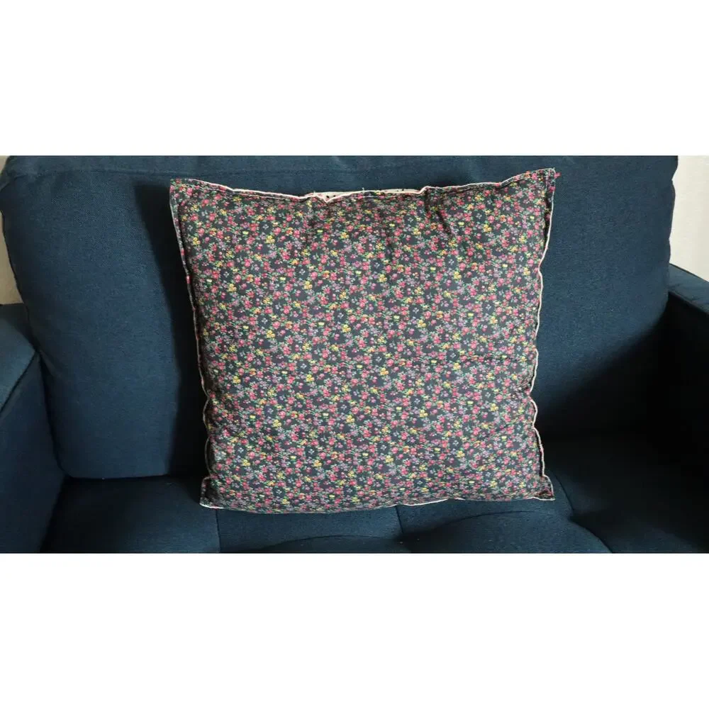 Vintage 70s Needlepoint Square Pillow Butterfly Handmade Cottagecore Boho Hippie